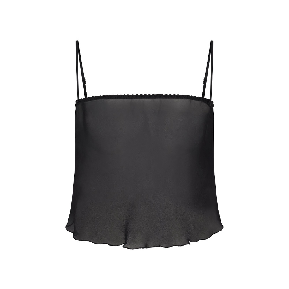 Skims 100% Silk Romance Super Cropped Cami (Sheer) Onyx S